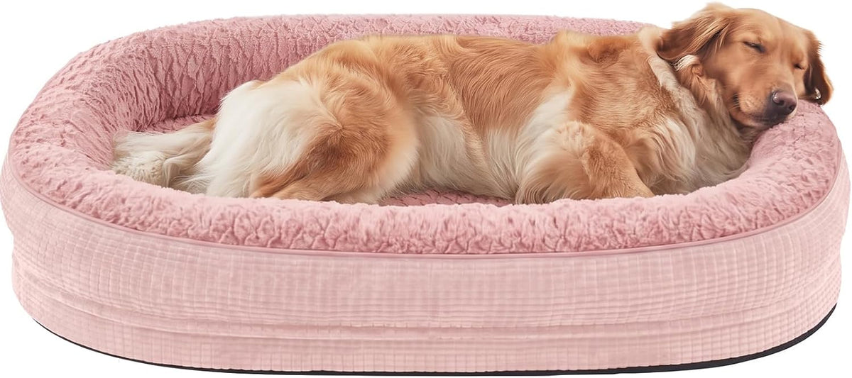 JOEJOY XL Orthopedic Dog Bed for Large Dogs, 360° Oval Bolster, 42"