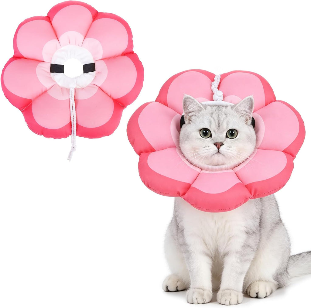 PUPTECK Cat Cone Collar, Soft Kitten Recovery Collar, Lightweight Anti-Bite Lick Elizabethan e Collar for Cats Puppy After Surgery, Pink S