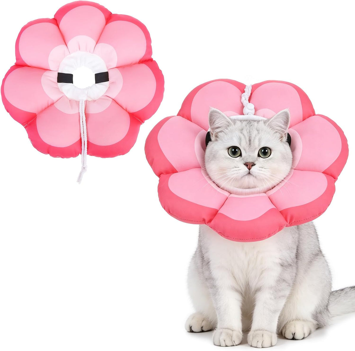 PUPTECK Cat Cone Collar, Soft Kitten Recovery Collar, Lightweight Anti-Bite Lick Elizabethan e Collar for Cats Puppy After Surgery, Pink S