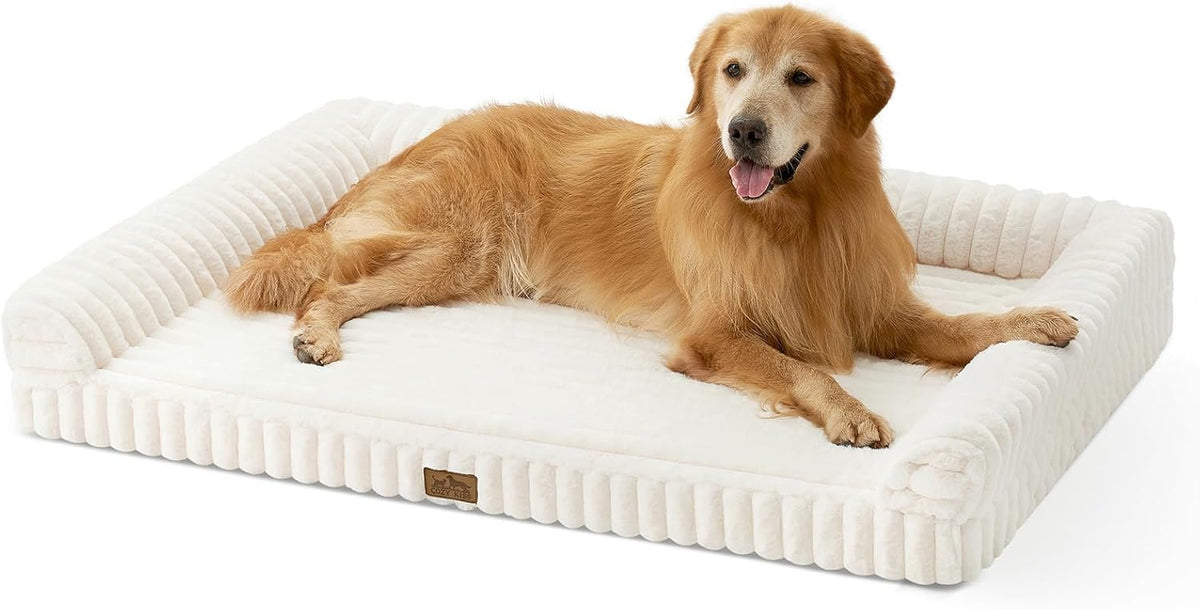 COZY KISS Faux Rabbit Fur Dog Bed, Extra Large, Tie-Dye Brown