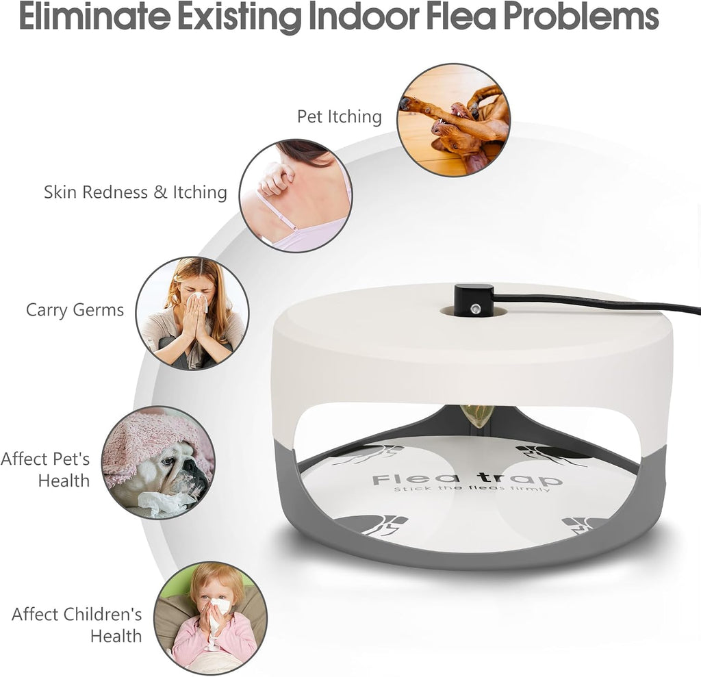 Flea Traps for Inside Your Home, 4 Pack Original Indoor Flea Light Bed Bug Killer w/ 12 Sticky Pads & 12 Light Bulb Refills Replacement, Odorless Insect Infestation Treatment Trap Lamp for Kid Pet