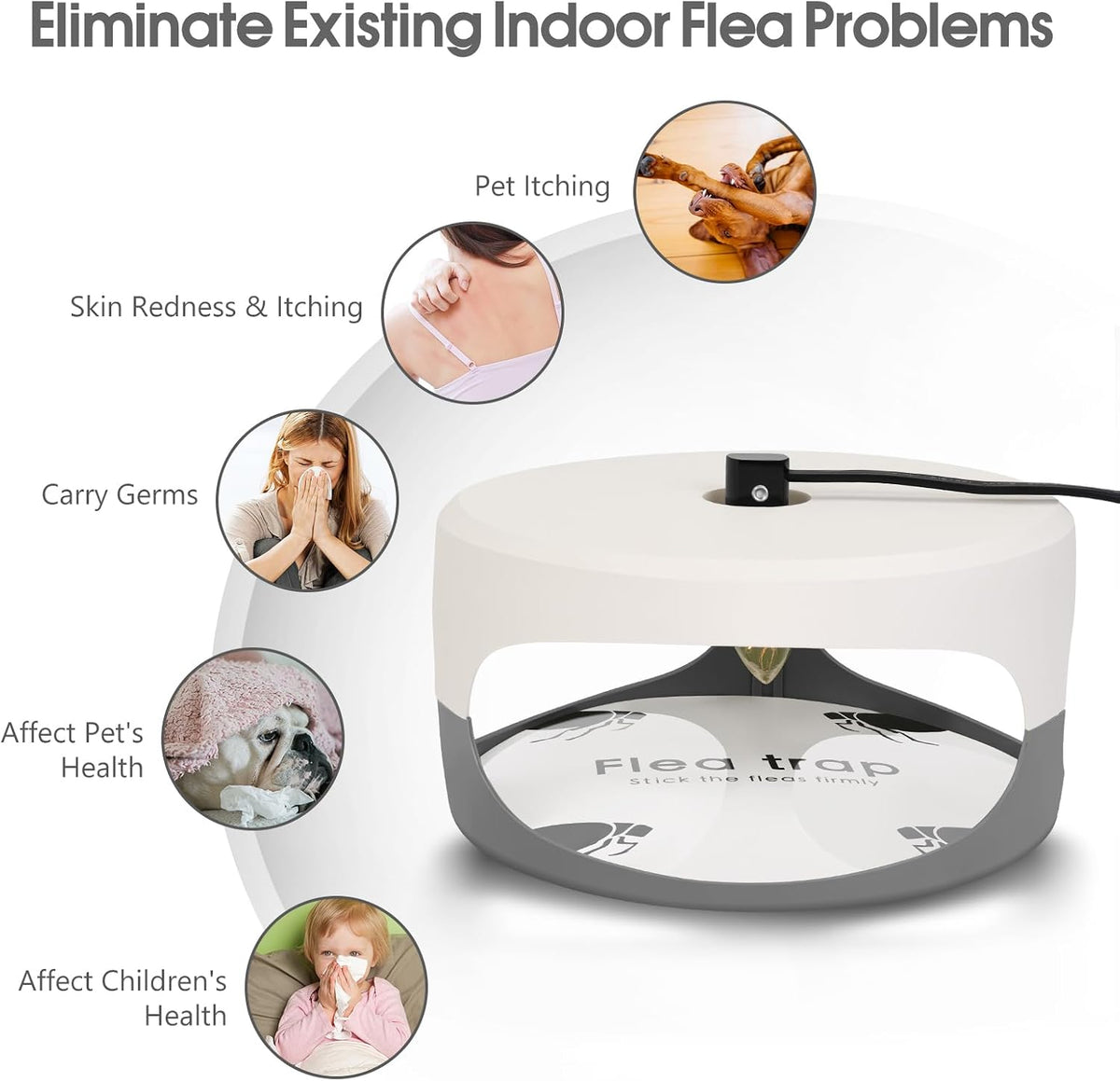 Flea Traps for Inside Your Home, 4 Pack Original Indoor Flea Light Bed Bug Killer w/ 12 Sticky Pads & 12 Light Bulb Refills Replacement, Odorless Insect Infestation Treatment Trap Lamp for Kid Pet