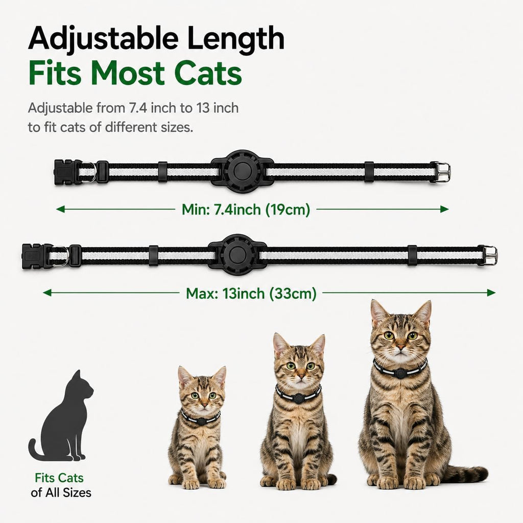 Cat GPS Tracker for Android – Google Find Hub Pet Tracker for Cats, No Subscription, IP67 Waterproof GPS para Gatos, Replaceable 1-Year Battery (Location Reported by Nearby Android Devices) (Black)
