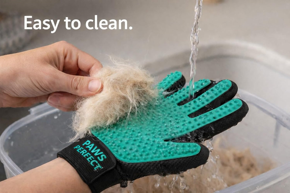 Pet Grooming Gloves for Dogs and Cats, 2 Pack Left and Right Hand Deshedding Gloves with Silicone Tips, Green