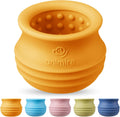 Treat Dispensing Dog Toy, Long-Lasting Interactive Puzzle Toys for Dogs, Stuffable Dog Enrichment Frozen Lick Treat Toy for Boredom, BPA Free Silicone Fetch Catch Chew Toy (Orange,L)