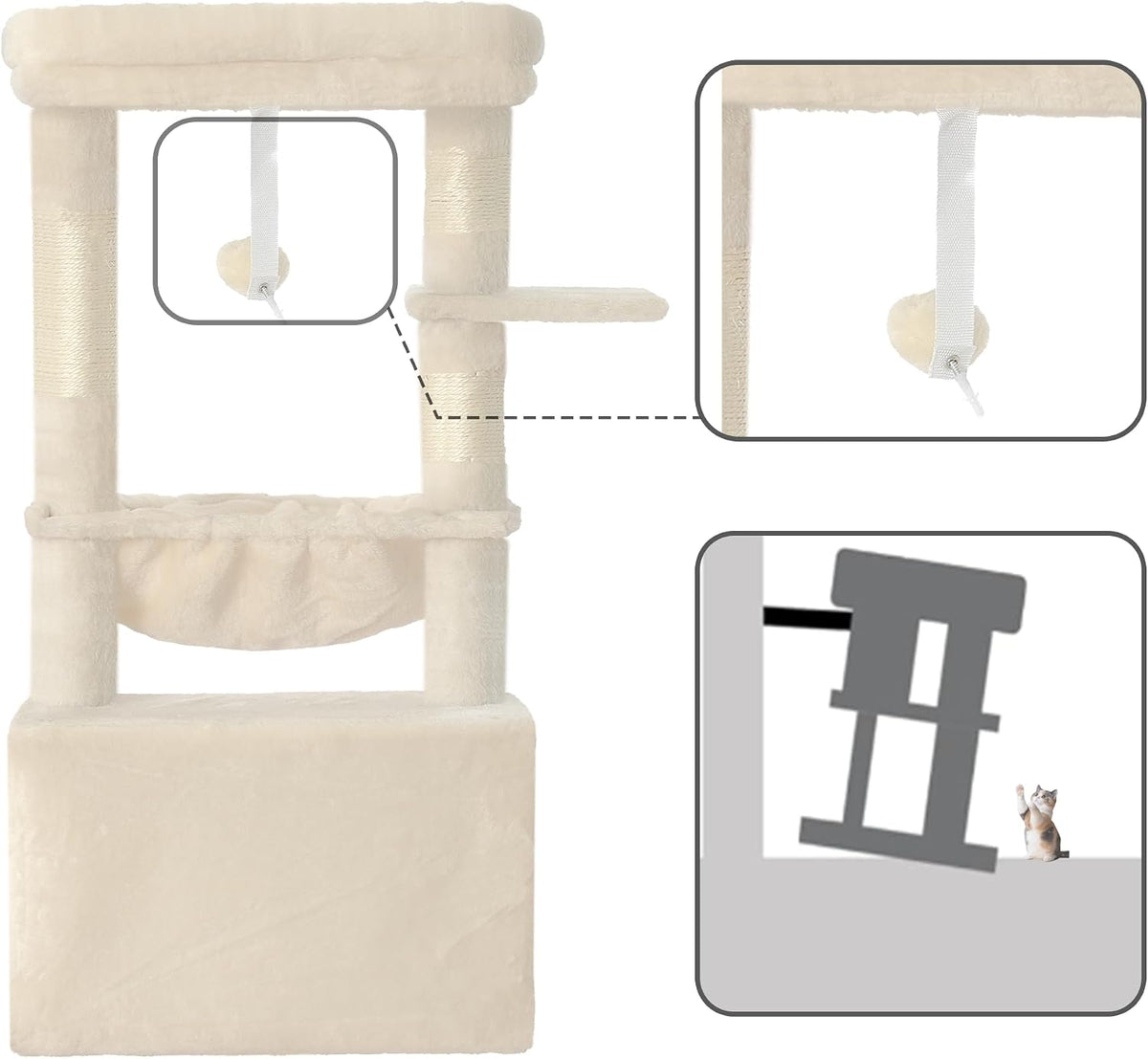 Heybly Cat Tree, Kitten Tower with Large Soft Cat Basket HCT008SM