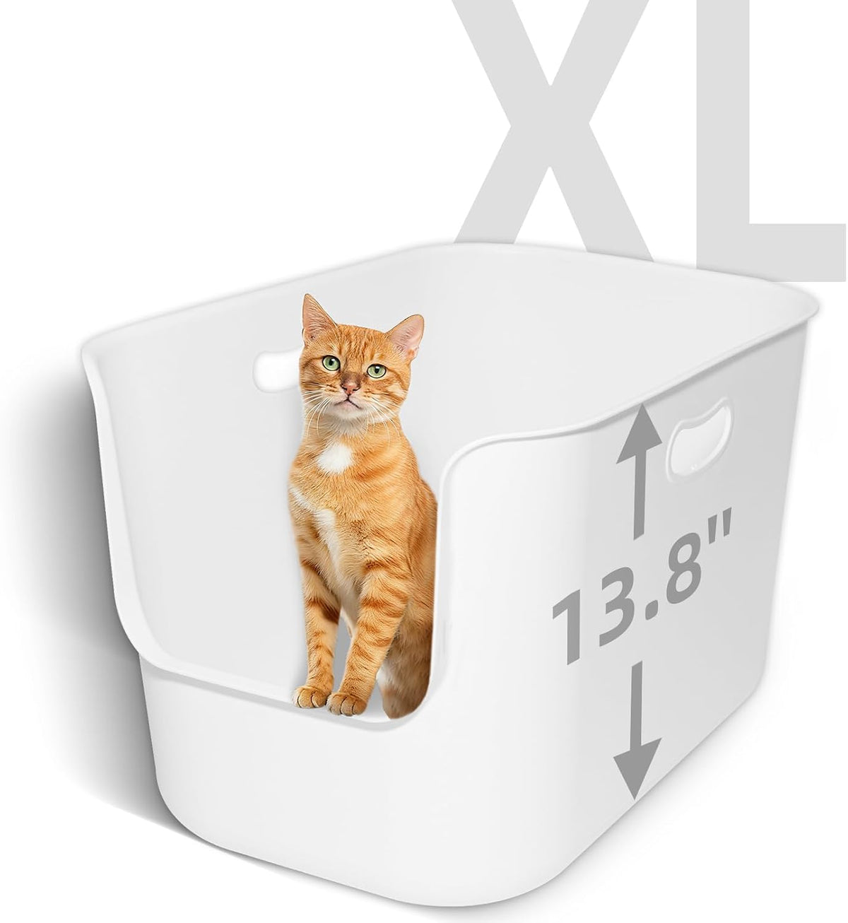 Extra Large High Sided Litter Box,22.6"×14.8"×13.8" XL Cat Litter Box for Indoor Cats,Jumbo Cat Box for Big Cats,Open Top Tall Litter Pan with High Wall,Easy to Clean,Anti-Splashing Design