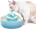 2.1L Ceramic Cat Water Fountain-for Cats and Dogs, 360 Ceramic Pet Fountain-70 Oz Large Water Capacity - Whisper-Quiet Water Flow-Great for Shy or Timid Pets - Fresh, Filtered Water (Blue)