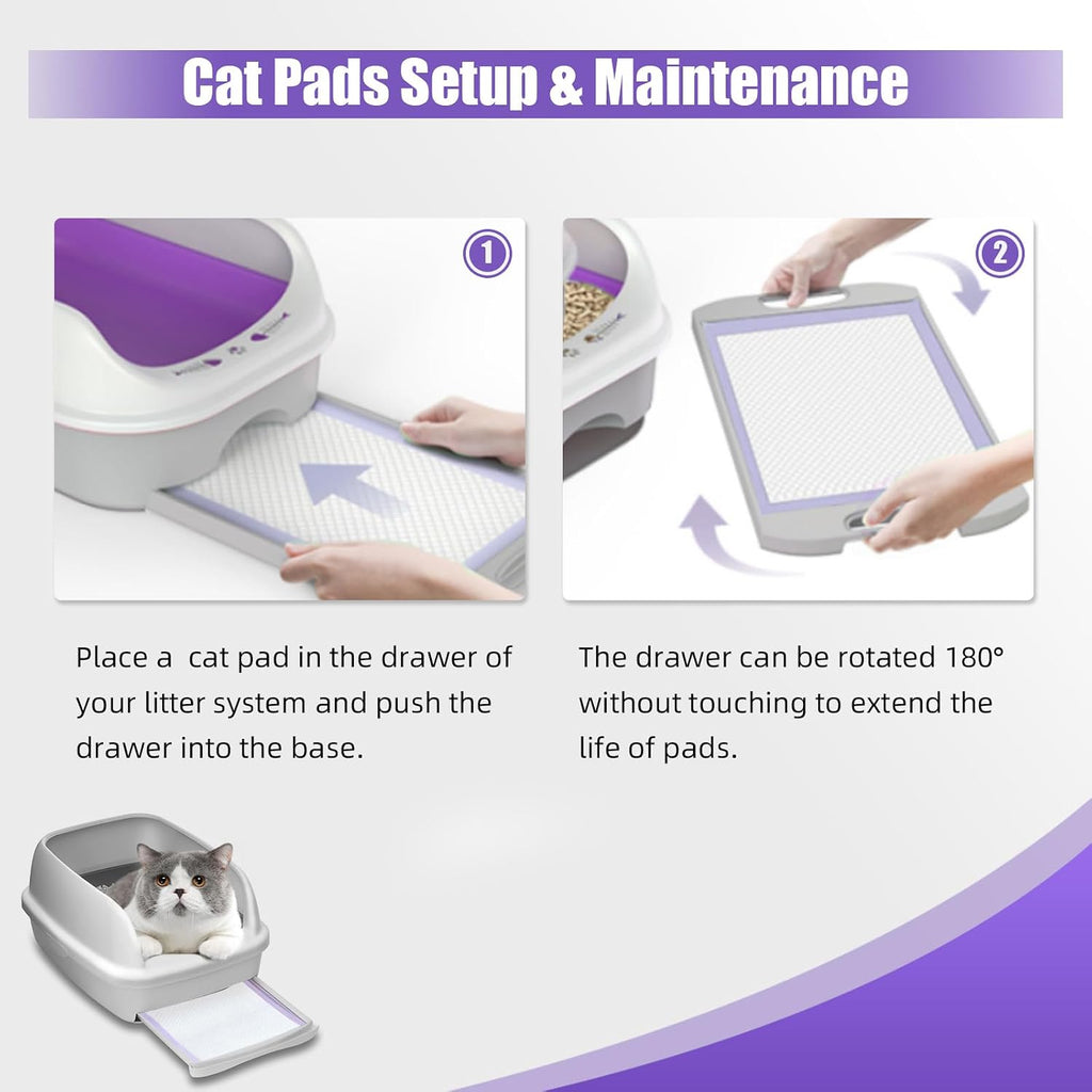 IMMCUTE Cat Pads 16.9" X 11.4", 50 Ct | Pee Pads for Cats | Thickened 6-Layer Super Absorbent Pads, Pee Pads for Tidy Cats Breeze Litter System | Cat Pee Pad for Litter Box