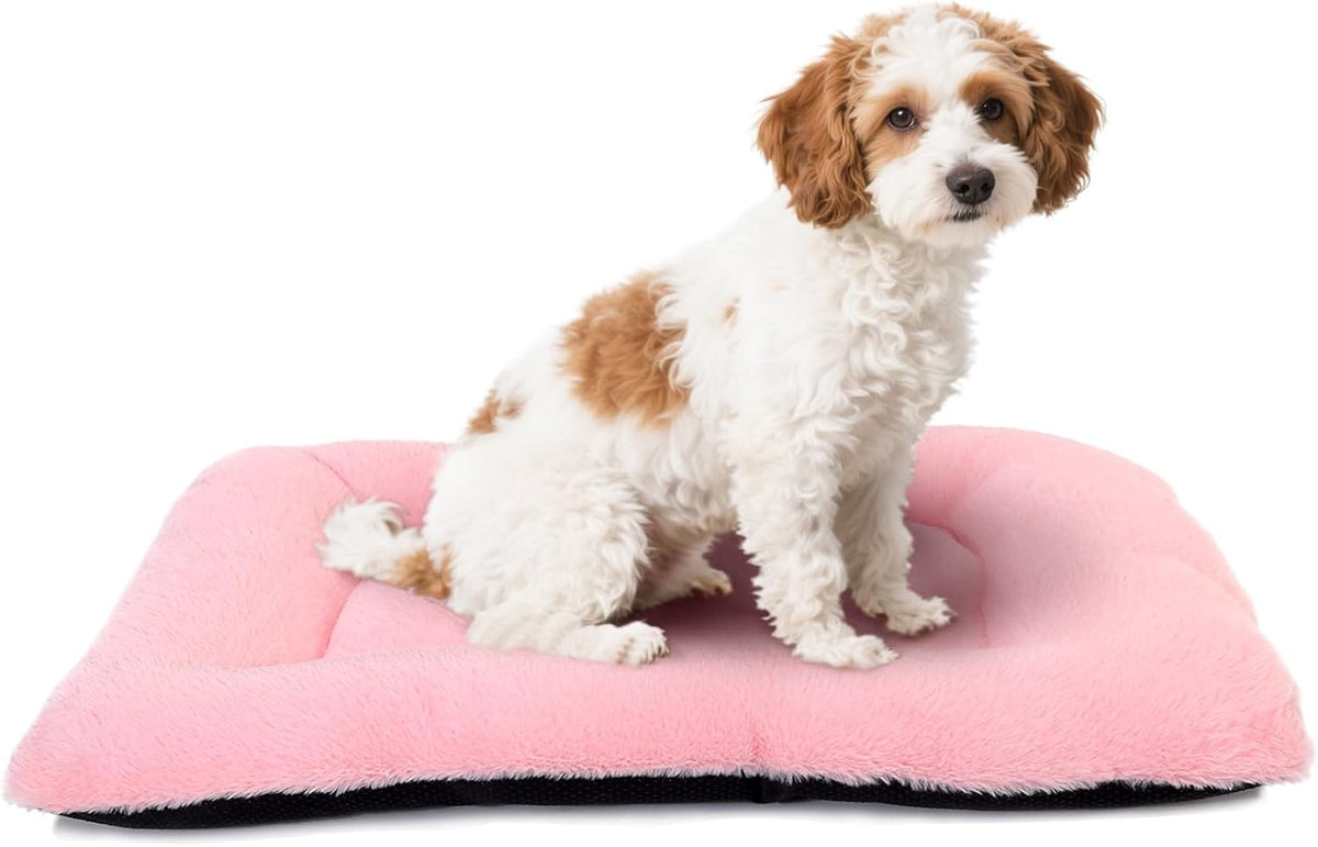 Pink Dog Bed for Crate or Cage 22 Inch for Extra Small Dogs,Soft Fluffy Comfy Cute Crate Beds Washable & Anti-Slip Pet Kennel Pad for Puppy and Cats Cozy Sleeping Mat, (22" x 13", XS-Baby)