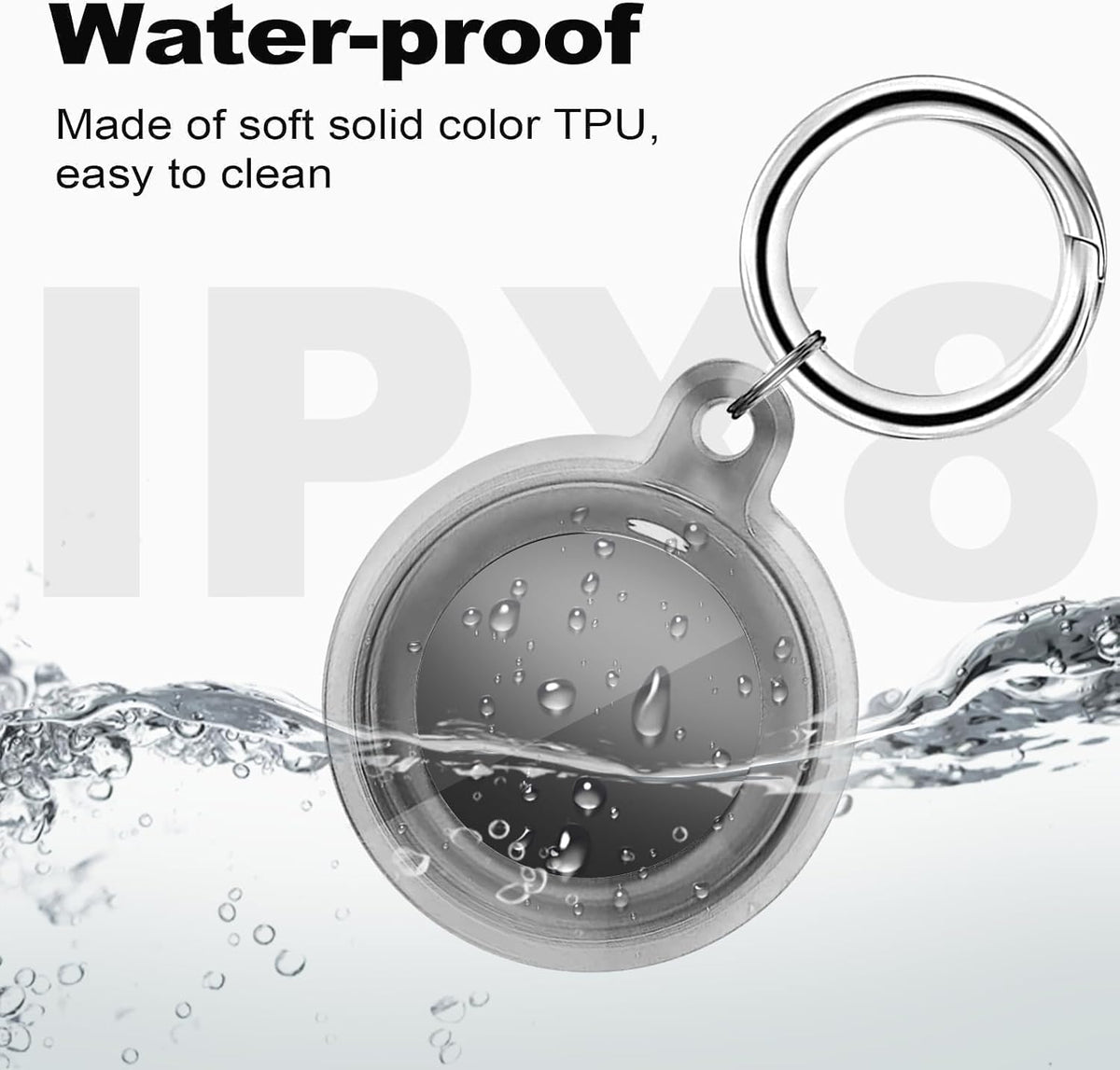 [2 Pack] IPX8 Waterproof Case for AirTag 2nd Gen (2026) & 1st Gen, Full Body Holder Keychain, Anti-Scratch Cover for Apple for Air Tags, Luggage, Pet Collar, Car Keys, Kids, Clear/Black