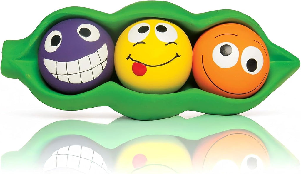 Multipet Three Peas in a Pod | Squeaky Chew Dog Toy | Fetch Interactive Pea Pod Dog Toys | 3 XL Latex Squeaky Balls | 3" (Ball Size)