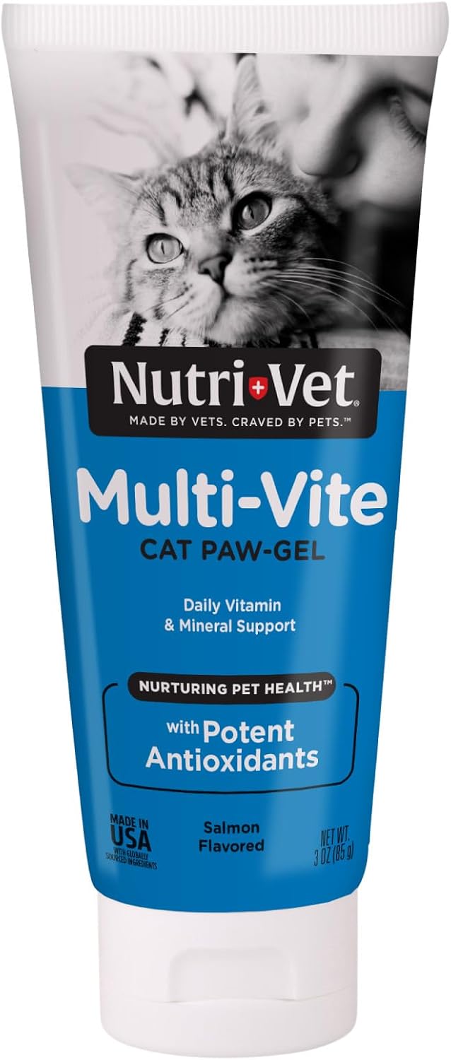 Nutri-Vet Cat Multivitamin, Daily Cat Vitamins, Paw Gel, Salmon Flavor, 3oz