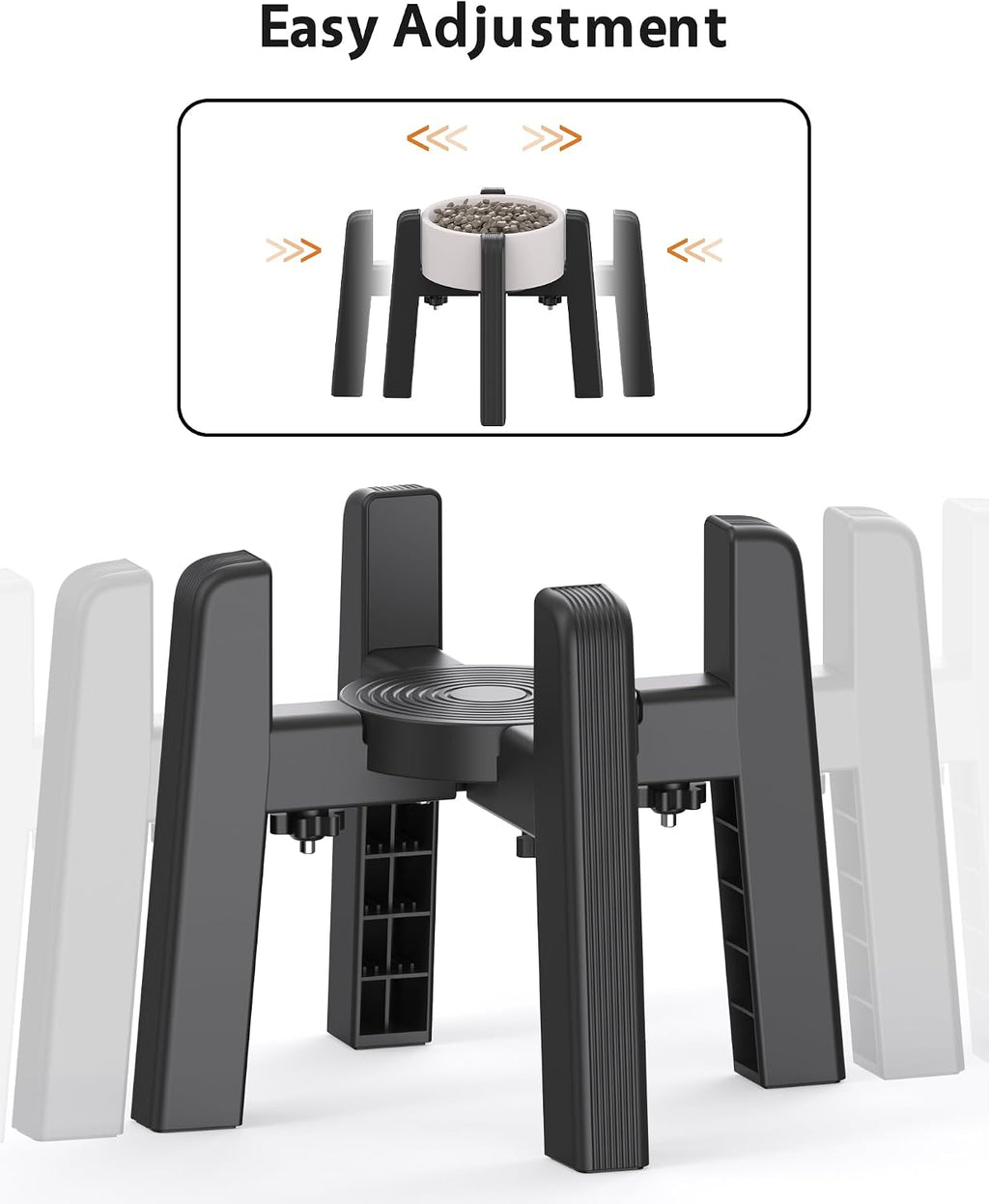 Dog Bowl Stand with Adjustable Width [2 Pack, Stand Only] | Elevated Pet Water & Food Bowl for Medium Dogs, Stable and Anti-Slip Raised Bowl