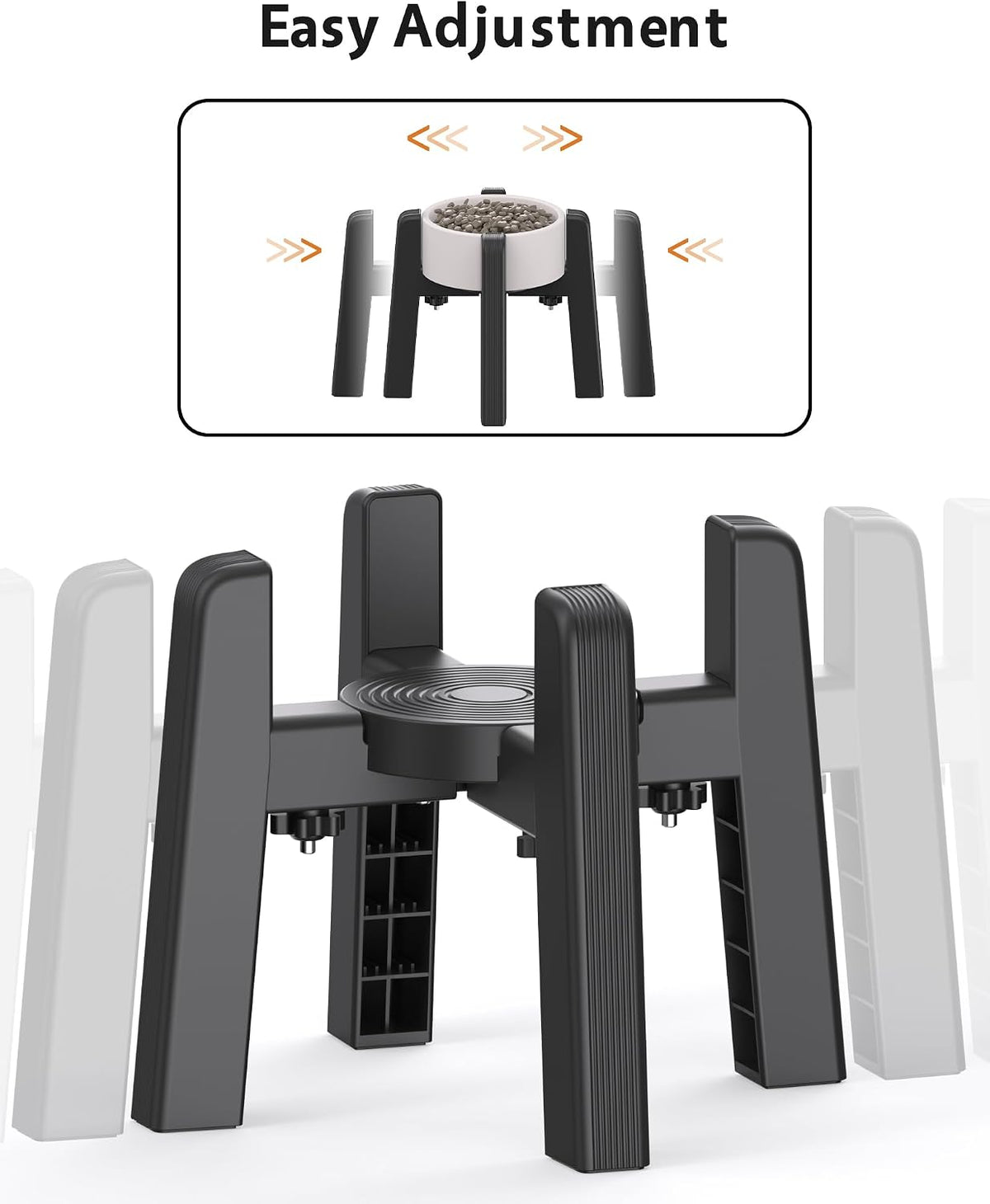Dog Bowl Stand with Adjustable Width [2 Pack, Stand Only] | Elevated Pet Water & Food Bowl for Medium Dogs, Stable and Anti-Slip Raised Bowl