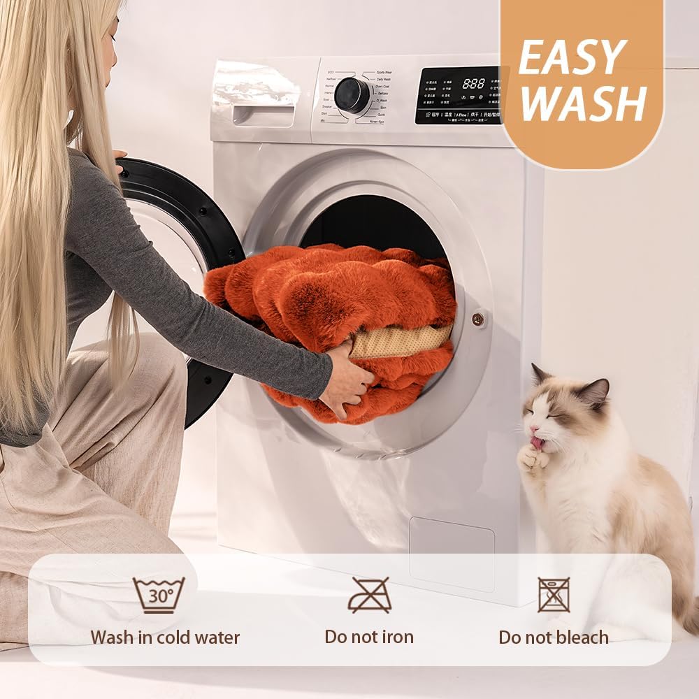 SOMAHE Soft Plush Cat Bed Mat, Machine Washable, Small 23x15 Vibrant Orange