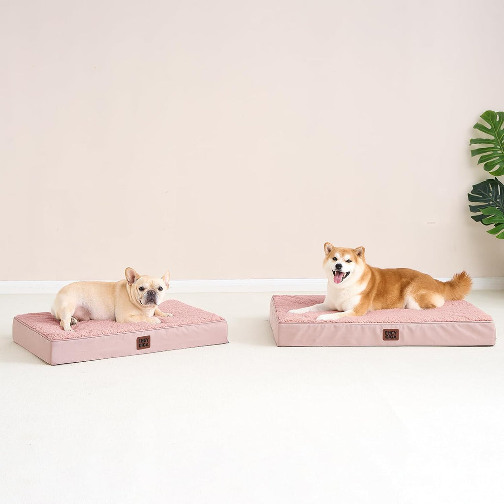 EHEYCIGA Orthopedic Dog Bed Large with Removable Washable Cover, 35IN Pink