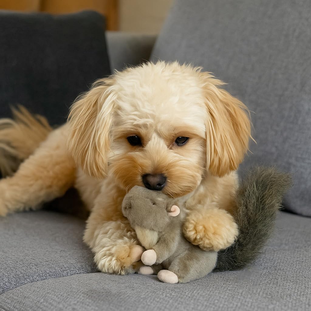 SPOT Woodland Collection Squirrel Dog Toy with Squeaker, Plush Grunting Tug Toy, Interactive Play for All Dog Breeds, 10"