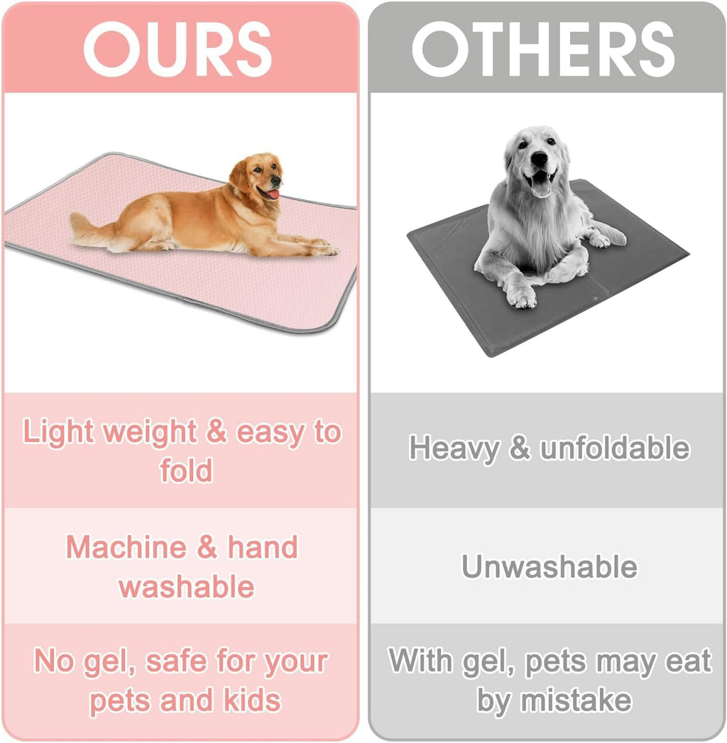 Summer Dog Cooling Mat Washable Ice Silk Self Cool Pad for Small Medium Large Dogs and Cats, Pet Sleeping Pad for Crate, Bed, Indoor & Outdoor Floor, Car Seats