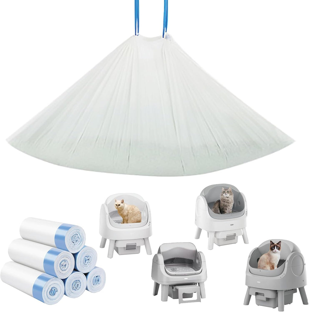Replacement Litter Box Bags Compatible with Pet Pivot Autoscooper 11, 120ct | Cost‑Effective 0.02mm Drawstring Bags, Convenient, Hygienic, Sturdy, and Durable, the Perfect Size