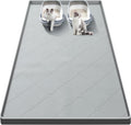 Large Cat Litter Mat 40x22 in, Waterproof Silicone, Gray | Extra large for litter box or feeding area, raised edges, silicone easy rinse-clean surface