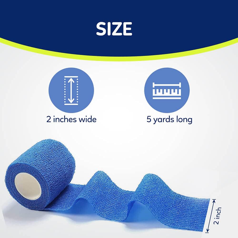 WePet Pet Wrap, Self-Adhesive Non-Woven Bandage, Emergency Cohesive Gauze, for Dogs, Cats, Horse, Birds, Wounds, Wrist Healing, Ankle Sprain, 2 Inch, 12 Rolls