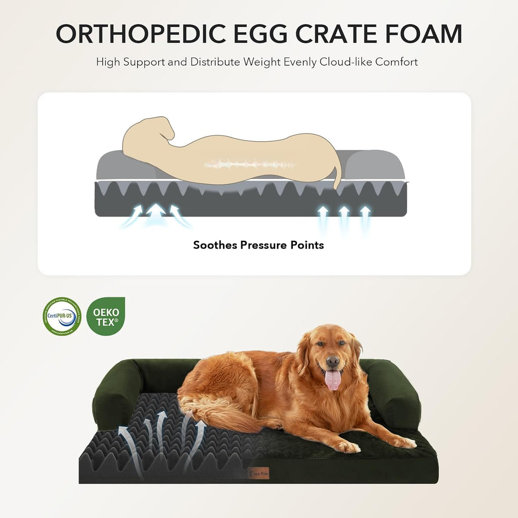 Orthopedic Dog Bed for Extra Large Dogs, 53x42in, Olive Green