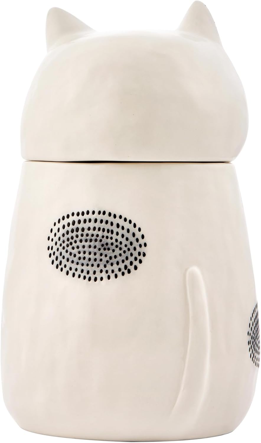 Bico Cartoon Cat Handpainted Stoneware Air Tight White 10.2 inch Cookie Jar, Dishwasher Safe, for storing Cookie, Candy, Coffee