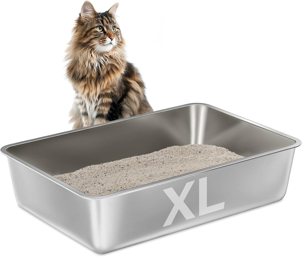 Stainless Steel Litter Box XL,Metal Cat Litter Box for Big Cats