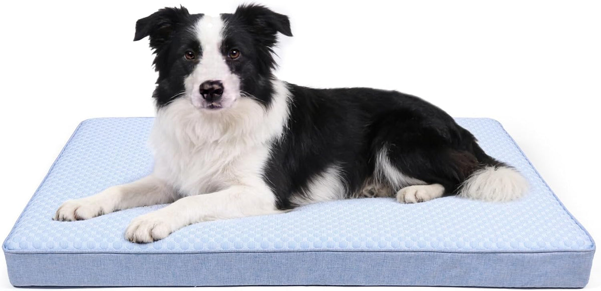 Cooling Dog Bed for Large Dogs, Orthopedic Memory Foam Pet Bed for Crate with Removable Washable Cover,Ideal for Arthritic Dogs (Cooling Fabric, Large-35"x 22" x 3")