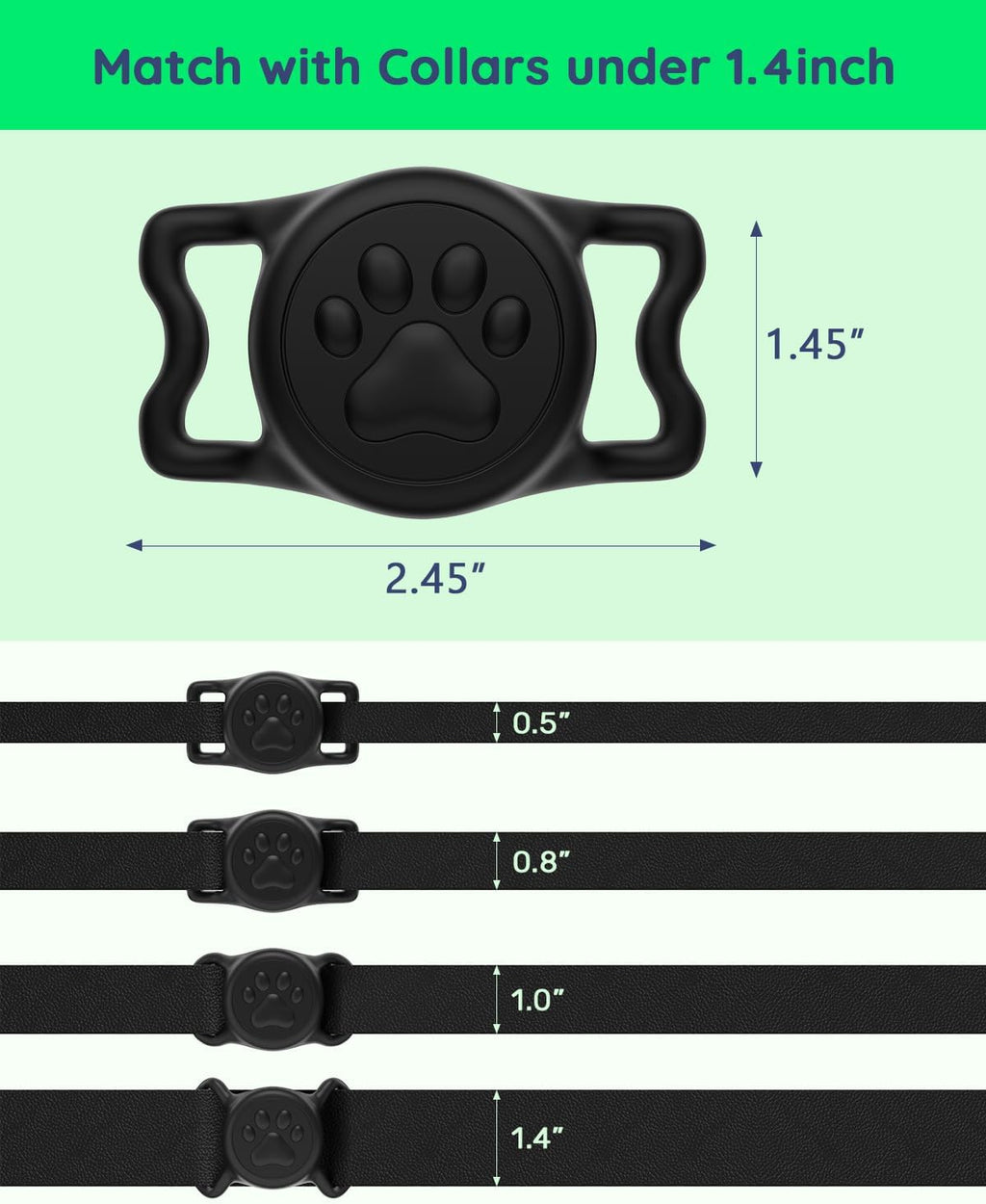 IP68 Waterproof Dog AirTag Holder for Dog Collar, Soft, Stretchy Silicone