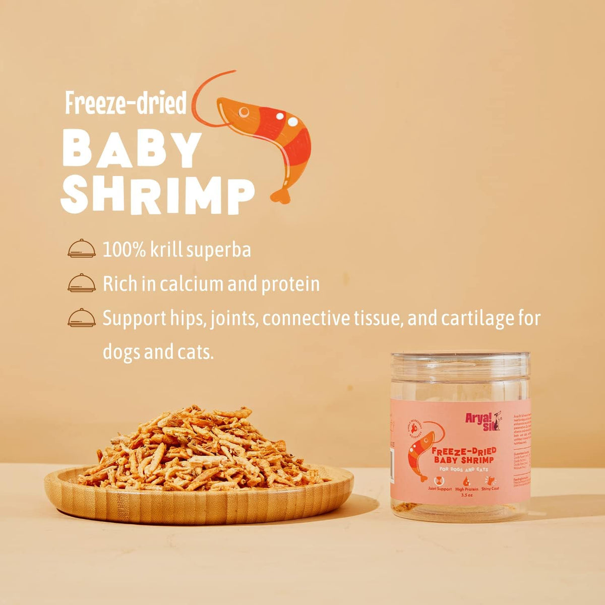 Arya Sit! - Freeze-Dried Single Ingredient Dog Treats (Baby Shrimp)