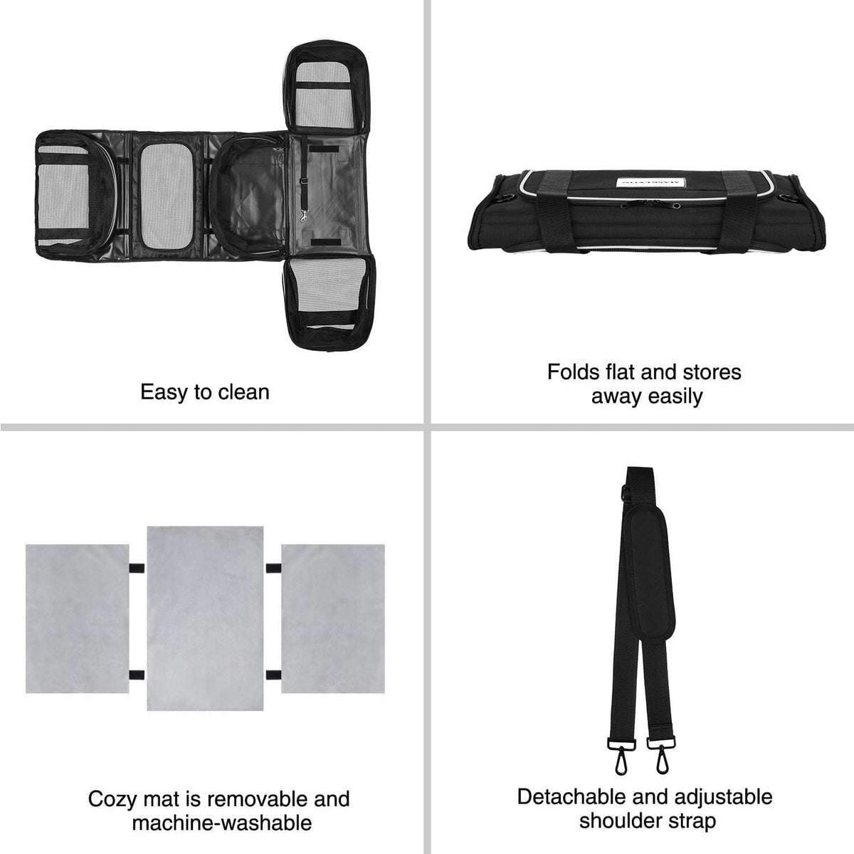 TSA Airline Approved Large Pet Travel Carrier,4 Sides Expandable with 2 Mesh Pockets,3 Entry, Soft Sided Collapsible Dog Carrier for 2 Cats,Kittens,Puppies,Dog, X-Large, Black & White