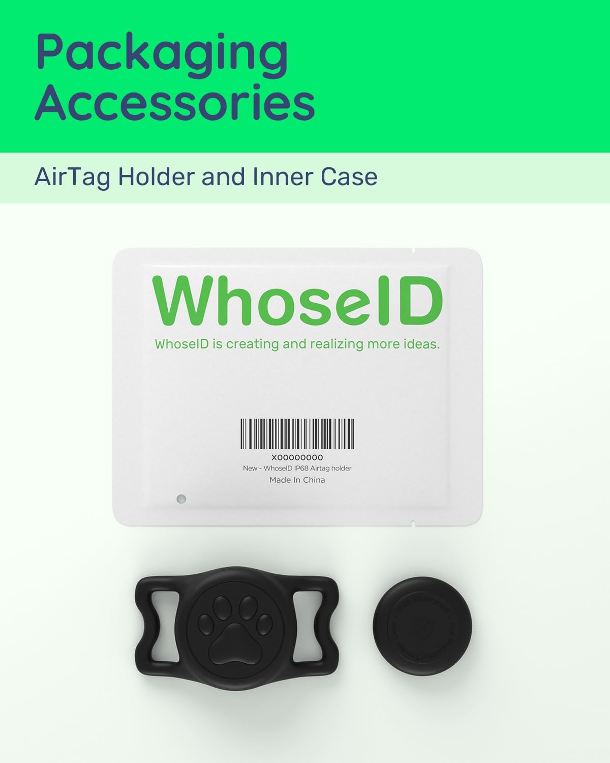 IP68 Waterproof Dog AirTag Holder for Dog Collar, Soft, Stretchy Silicone