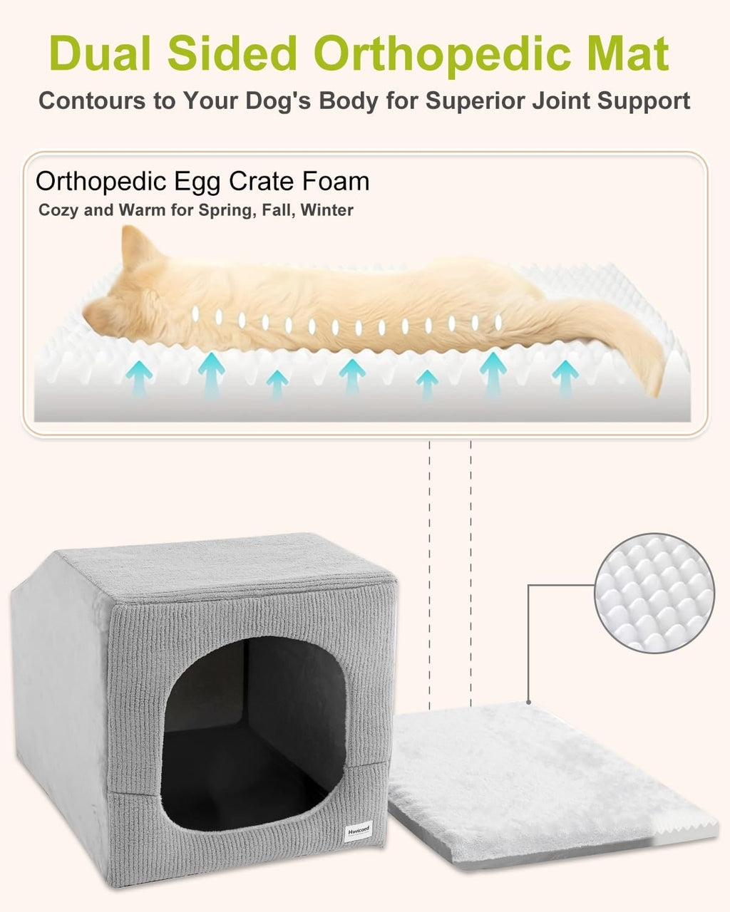 Hovicaed Indoor Dog House Extra Large Sized Dog Tent with Cave Bed 42x30ins