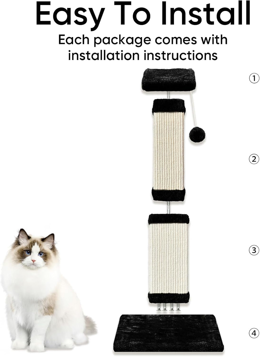 Cat Scratching Post for Indoor Cats, 32Inch Sisal Cat Scratcher