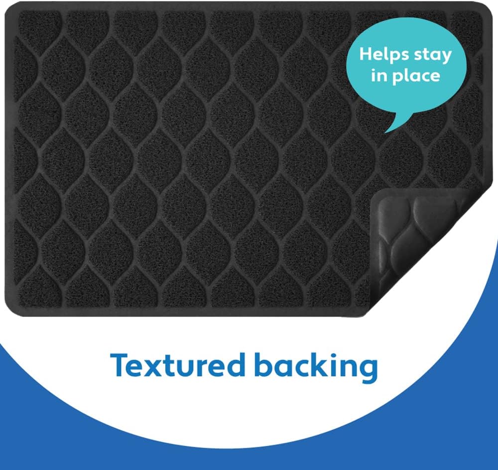 MIGHTY MONKEY Waterproof Cat Litter Box Mat, BPA Free, 24x17 Black | Easy Clean Floors, Textured Backing, Soft on Sensitive Kitty Paws, Cats Accessories, Less Waste, Stays in Place