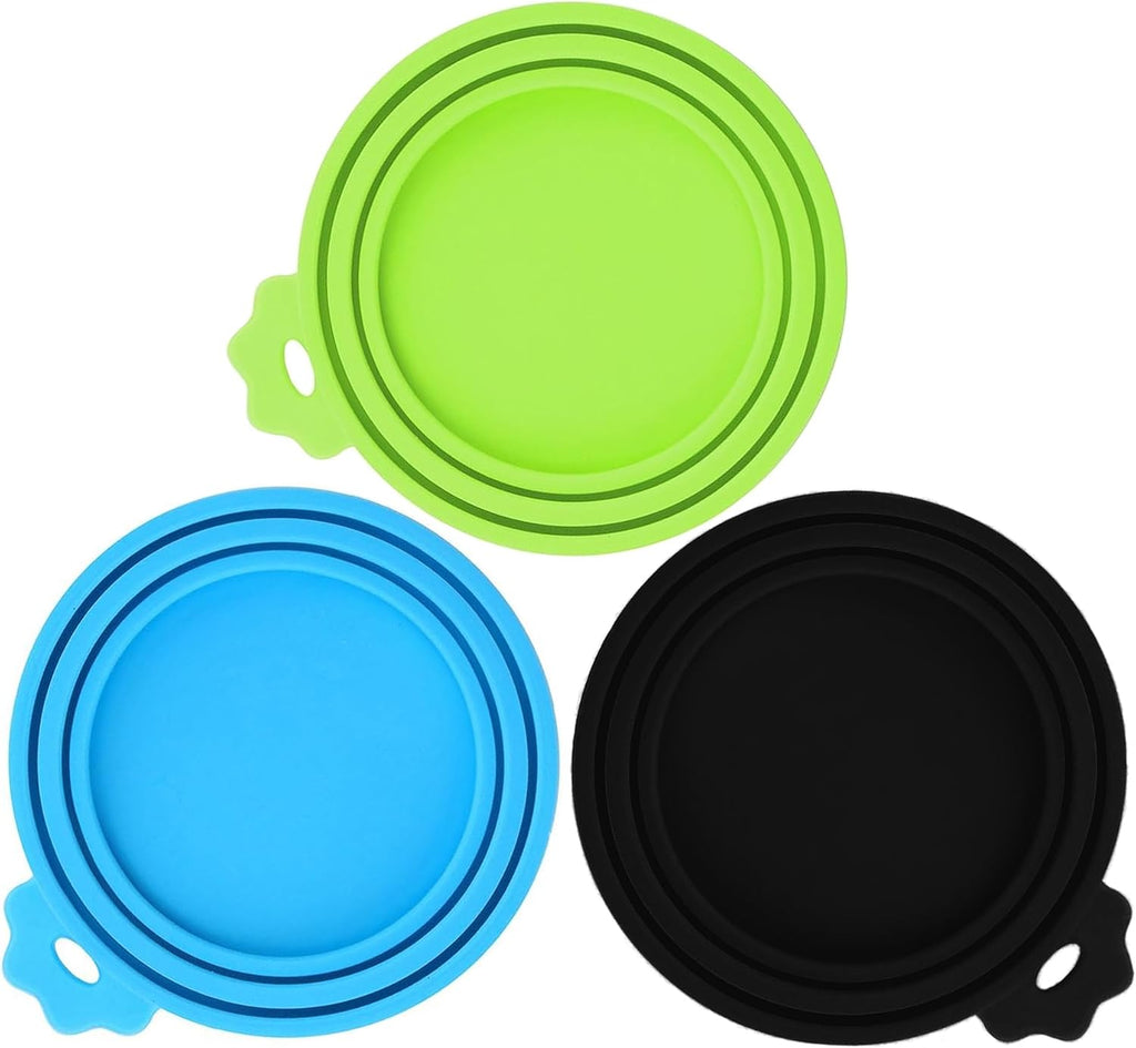 3 Pack Pet Food Can Covers, Silicone Can Lids for Dog & Cat Food