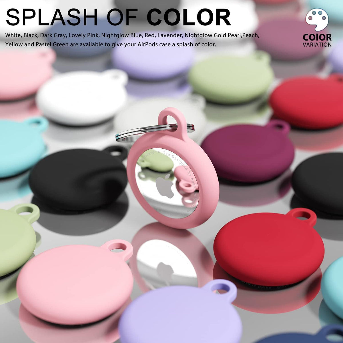 oakxco for Airtag Keychain Silicone, Airtag Holder with Key Ring, Air Tag Cover Cute Accessories for Kids, Luggage, Car Dog Collar, Car, Compatible with Apple Airtag Case Waterproof Tracker, Pink