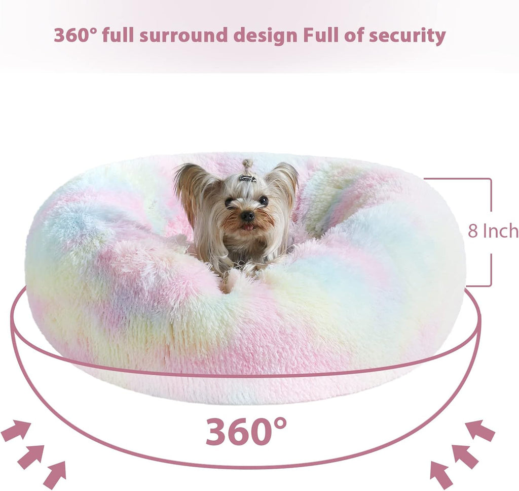 WNPETHOME Medium Round Calming Dog Bed Cat Bed for Comfy Sleep