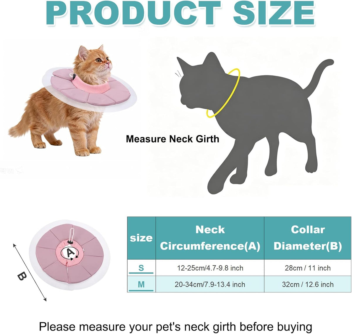 Elizabethan Collar, Cat Cone Collar Pet Cones, S/M, Pink, 2 Pcs