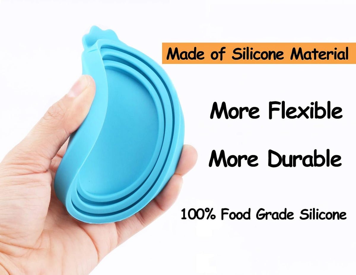 Comtim Pet Food Can Cover Silicone Can Lids for Dog and Cat Food(Universal Size,One fit 3 Standard Size Food Cans),Green and Orange 