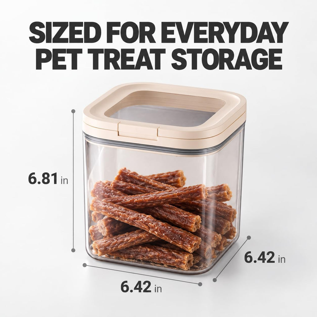 LivLab Mker Pet Treat Container, 3.49QT, One-Handed Open, Clear, Stackable