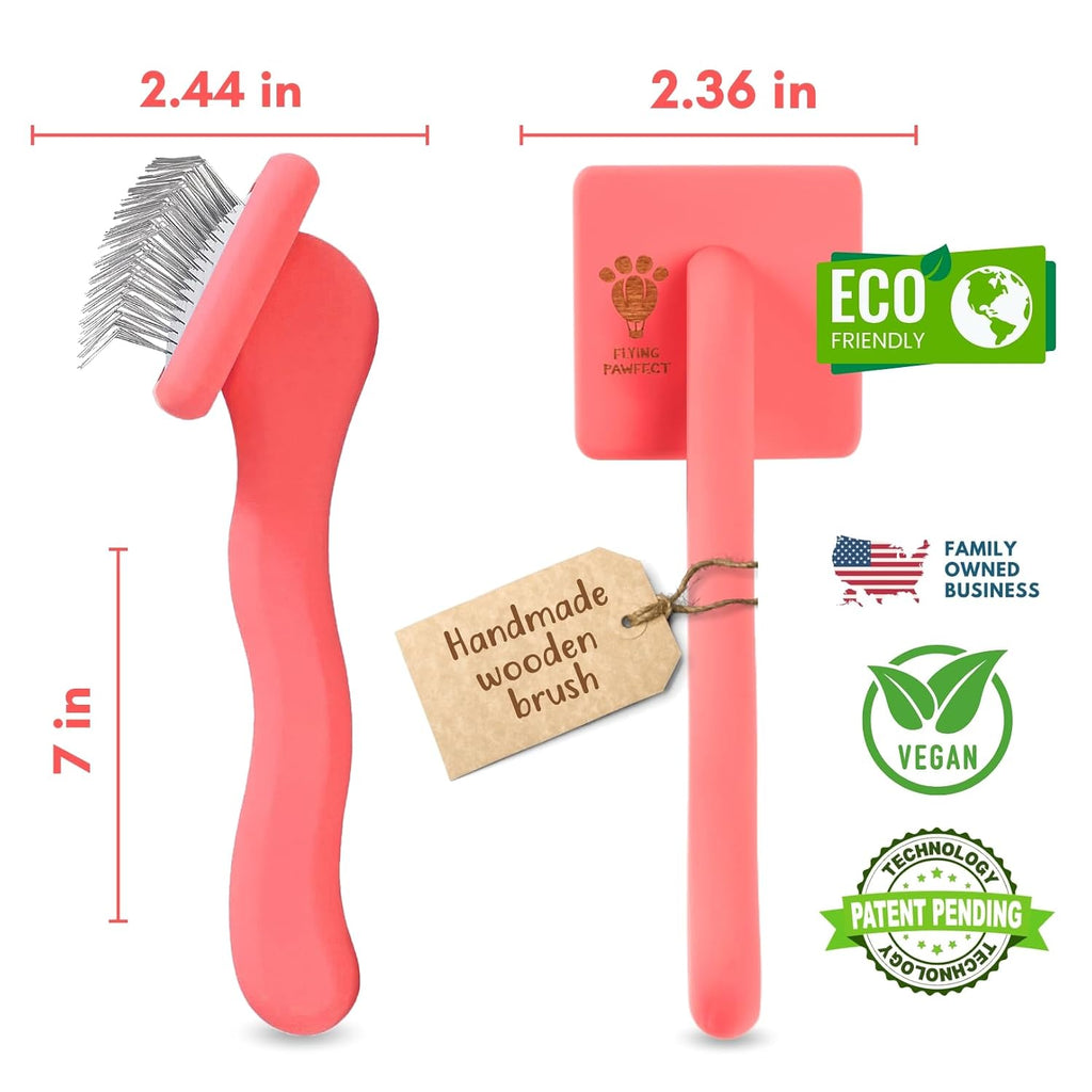 Slicker Brush for Dogs - Long Pin for Poodles, Doodles & Long Haired Dogs, Deshedding & Dematting Tool, Slicker Dog Brushes for Grooming (Coral, Flat Small)