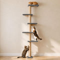 80-Inch Wall-Mounted Cat Tree with Scratching Post & 5 Perches