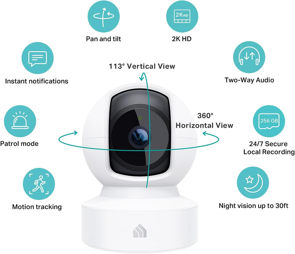 Kasa 2K+ Indoor Pan/Tilt Wired Security Camera, Baby & Pet Monitor, KC410S