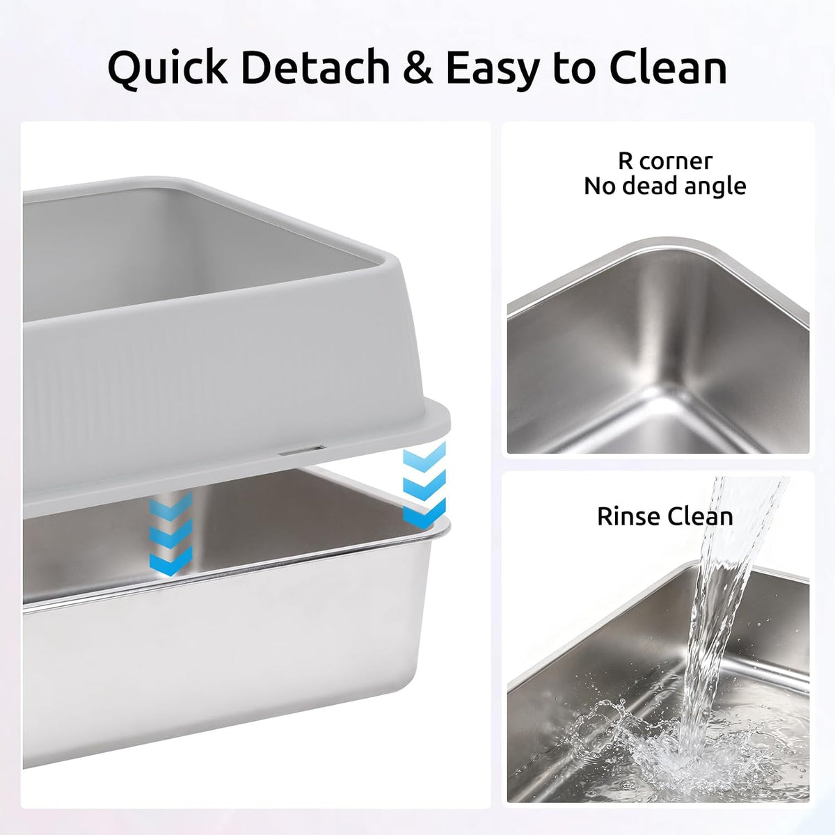 2 Pack Stainless Steel Cat Litter Box for Multi-Cat Households