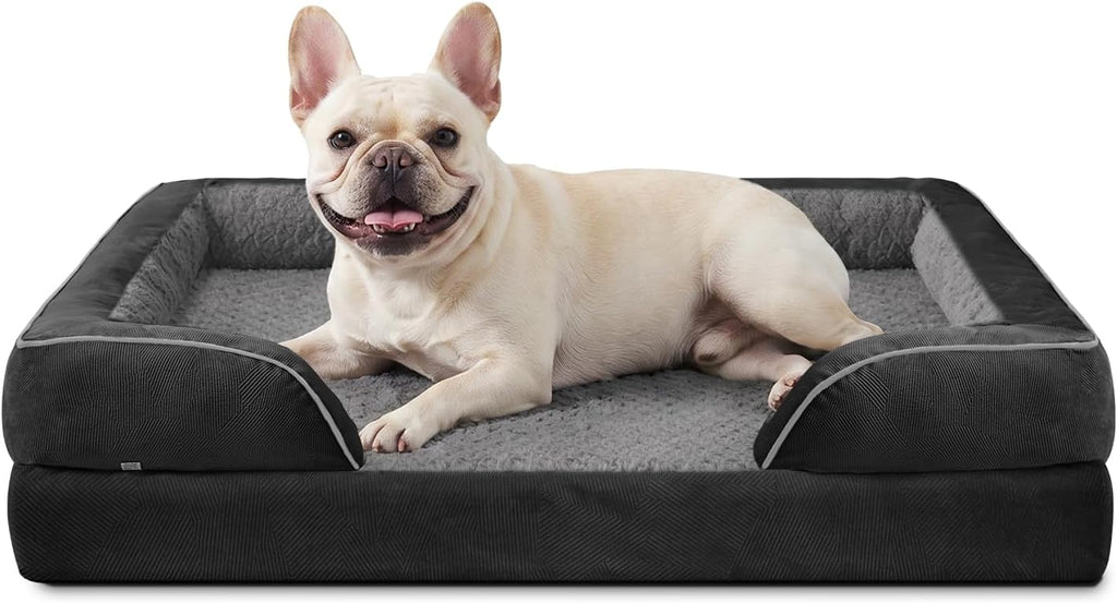 INVENHO Orthopedic Medium Dog Dogs, Egg-Crate Foam Dog Couch with Washable Removable Cover, Waterproof Lining and Nonskid Bottom
