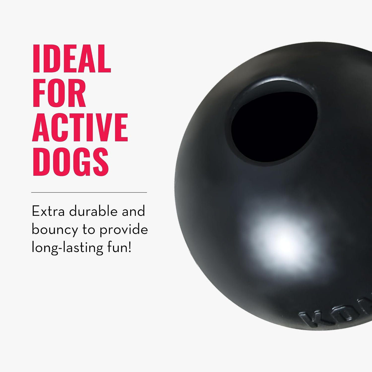 KONG Extreme Ball with Hole, Rubber Fetch Toy, Black, for Large/Medium Dogs | Made from KONG's Most Durable Extreme Rubber, a Fetch Ball with a Hole for Training & Interactive Play
