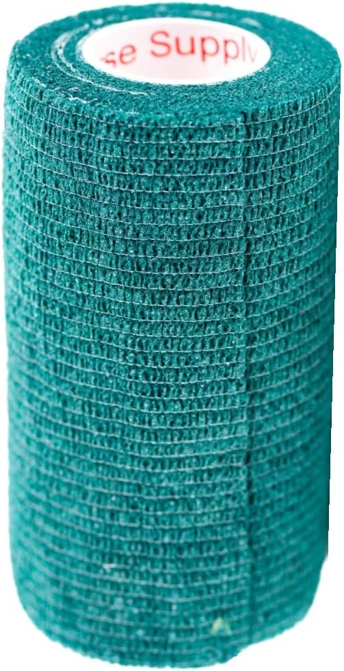 3 Inch Vet Wrap Tape Bulk (Hunter Green) (Pack of 12) Self Adhesive Adherent Adhering Flex Bandage Grip Roll for Dog Cat Pet Horse
